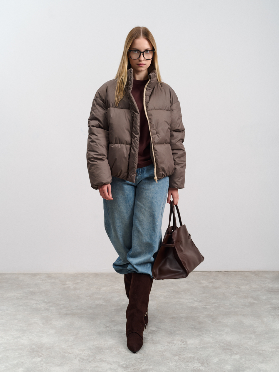 Пуховик женский демисезонный кофе