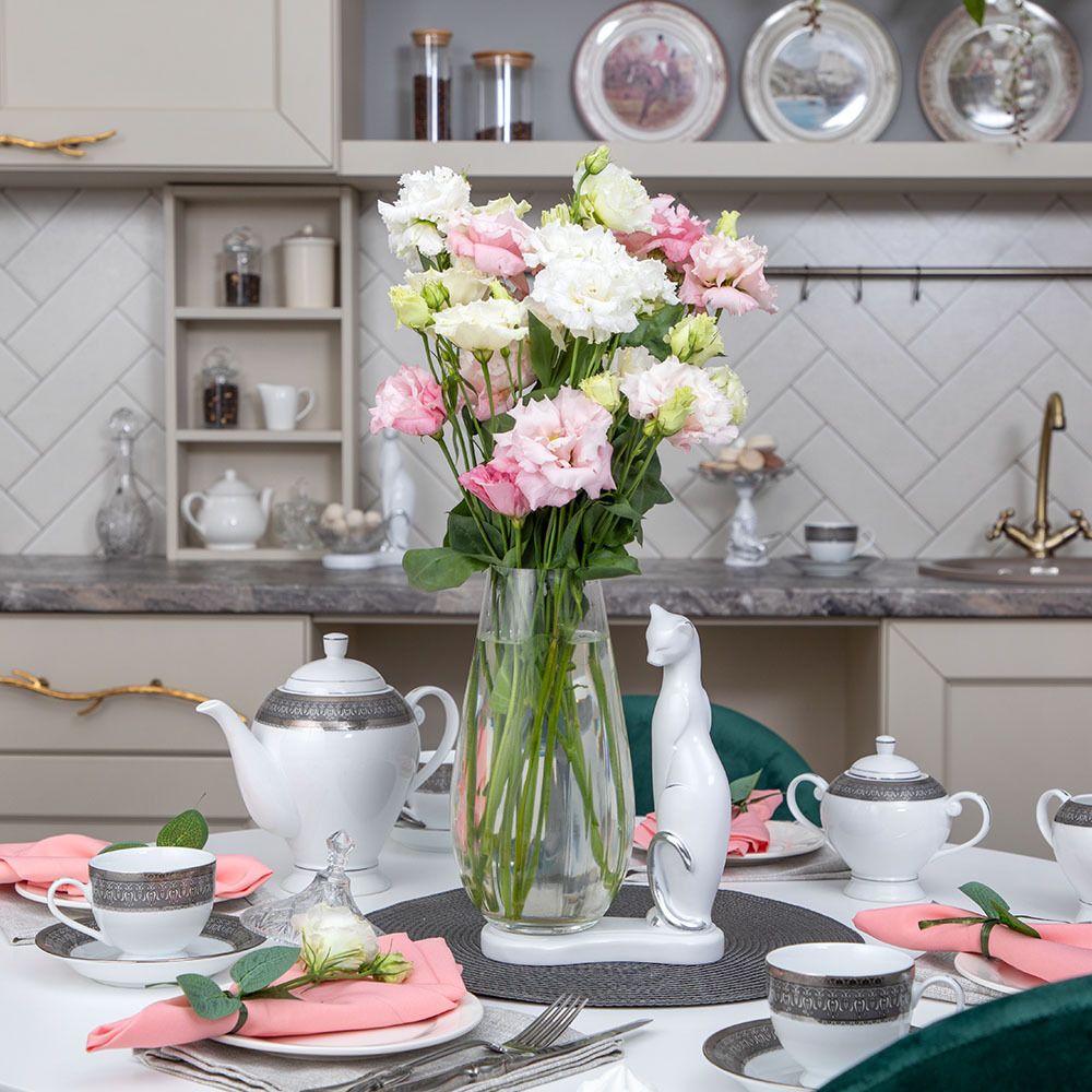 Ваза для цветов Кошка Шелби Белая