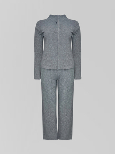 Костюм LJHY 25027 однотонный из лонгслива на молнии и широких штанов