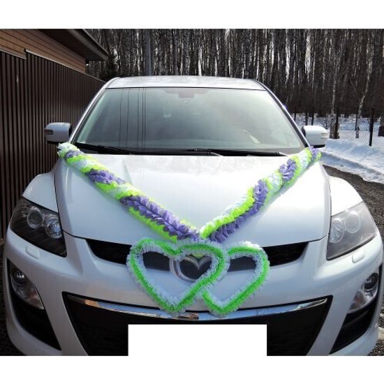 Лента на капот галочка атлас цвет: персик (ширина 19см) №548.224