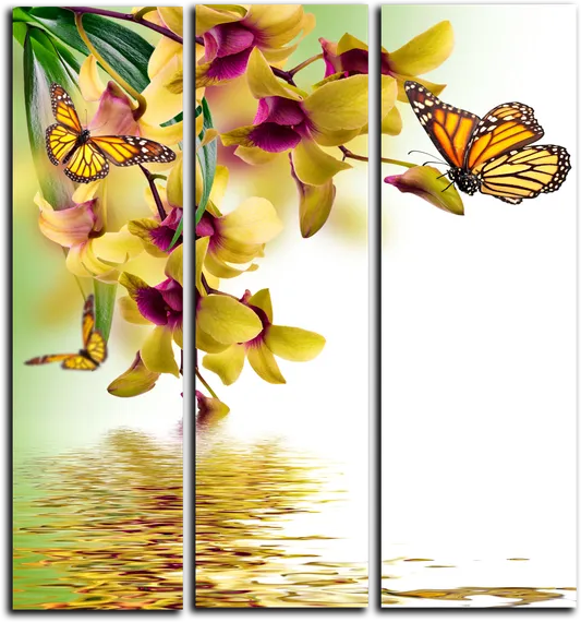 Модульная картина " Бабочка на цветке"