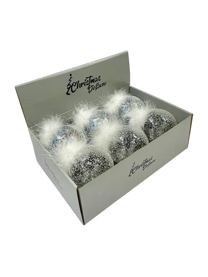 Набор стеклянных шаров Ледяной дождь 100 мм., 6 шт., прозрачный, Christmas DeLuxe (14032)