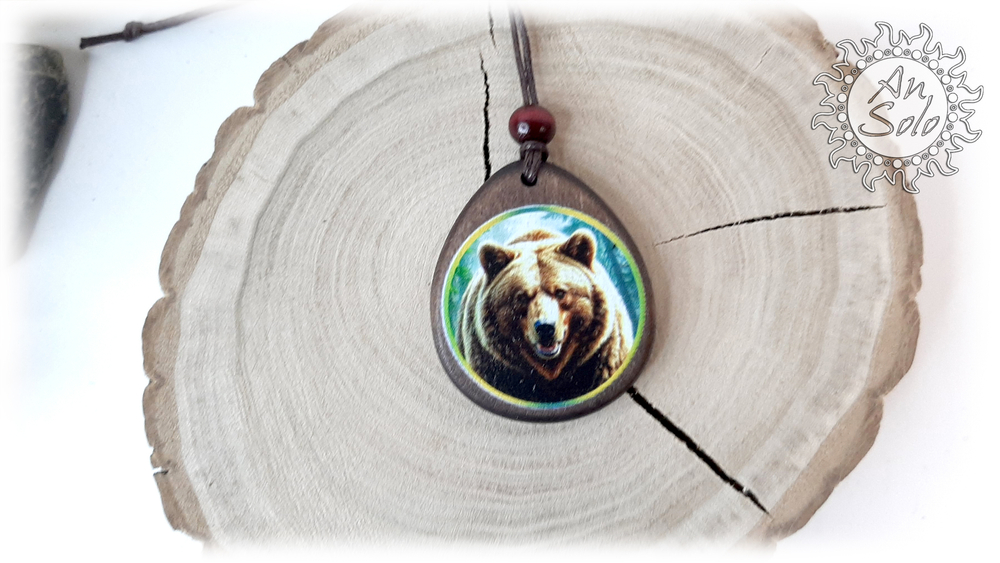 Кулон-капля "Хозяин тайги" медведь