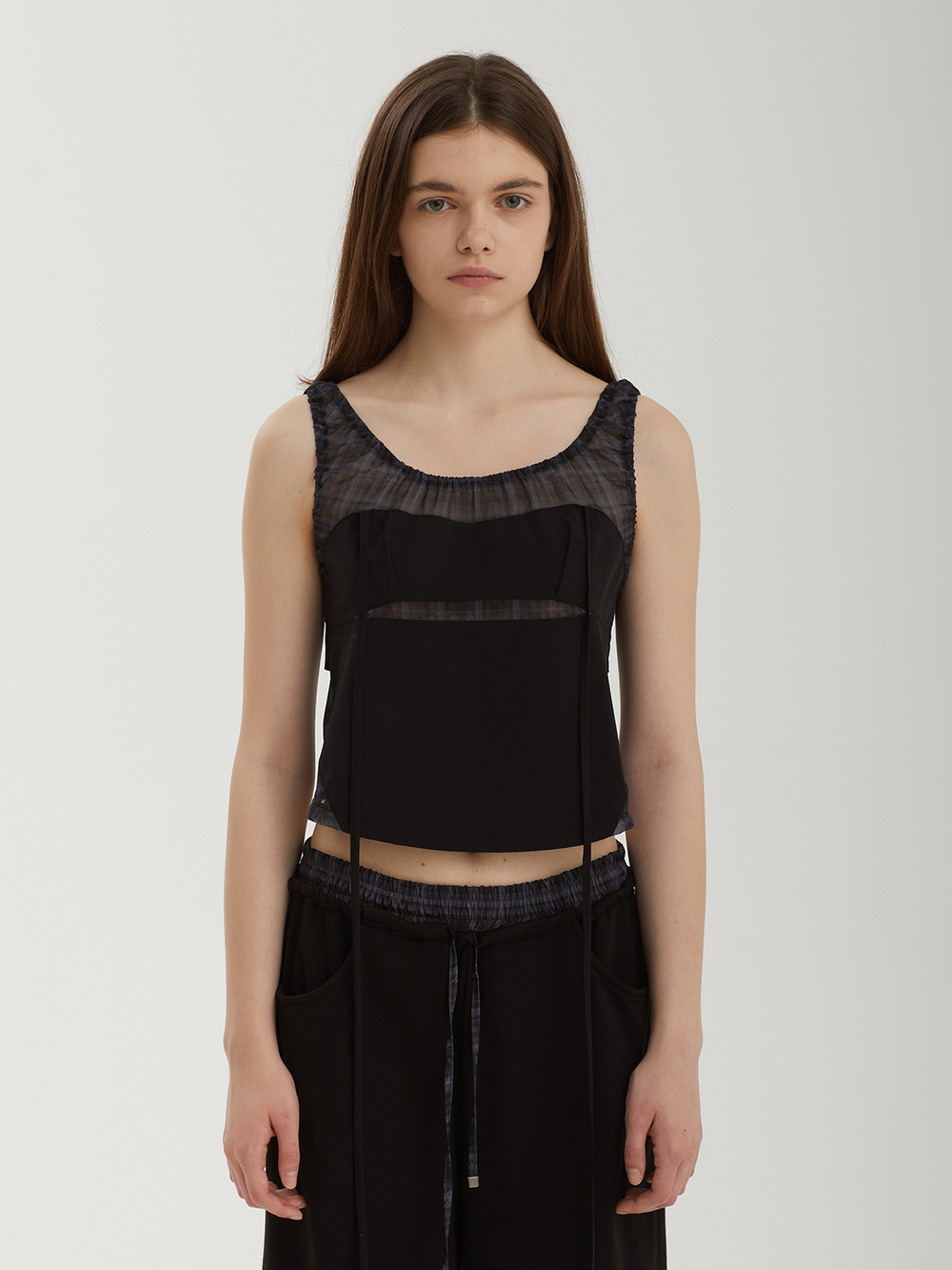 Топ Halter Strap Plaid Sleeveless