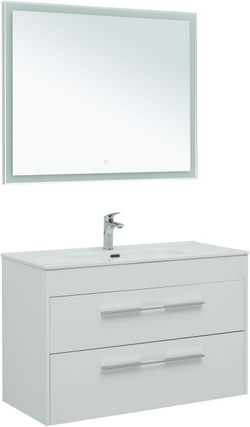 Мебель для ванной Aquanet Августа 100 белый (ручка хром, раковина Flat)