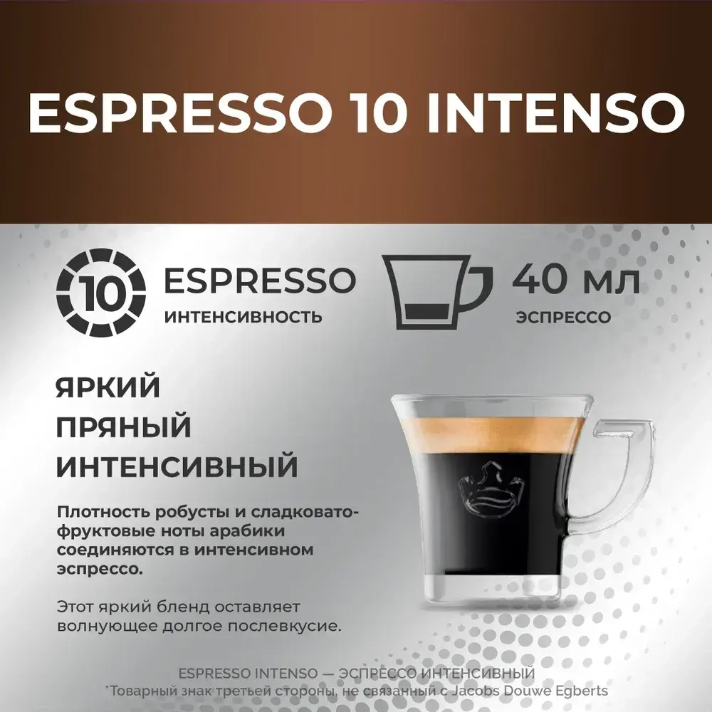 Кофе в капсулах Monarch Espresso № 10 Intenso, набор для кофемашины Nespresso, 10 шт