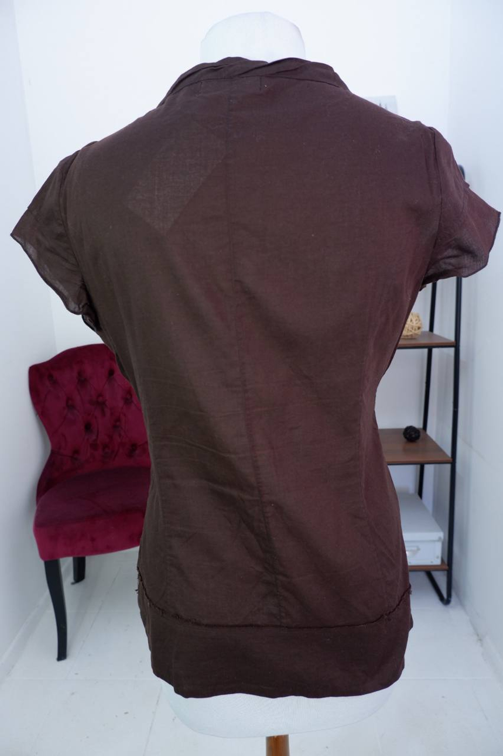 Рубашка D.P. Jeans из хлопка с отделкой из кожи 44 размер