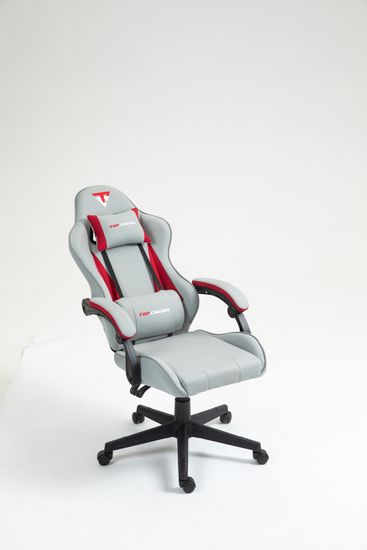 Кресло спортивное TopChairs Phantom ткань серо-красный