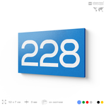 Номер на дверь 228, табличка на дверь для офиса, квартиры, кабинета, аудитории, склада, голубой 120х70 мм, Айдентика Технолоджи
