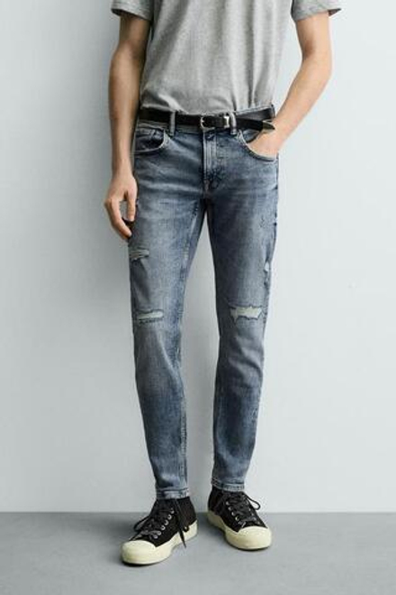 ZARA ДЖИНСЫ SKINNY FIT, ВЫЦВЕТШИЙ СИНИЙ