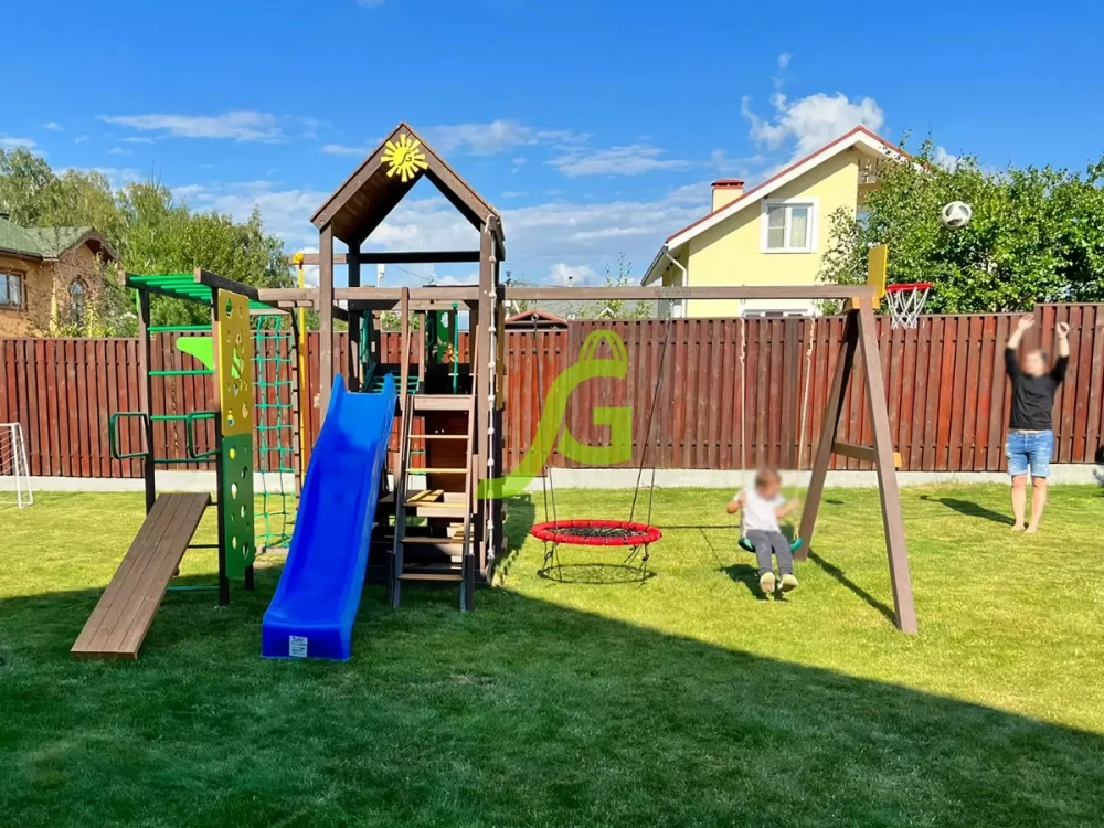 Детская площадка Спорт 2 с качелями гнездо 100см