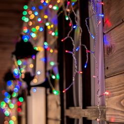 ULD-B20007-480-DTA-RC MULTI IP44 Бахрома светодиодная. 20м. С пультом. 480 светодиодов. Разноцветный свет. Провод прозрачный. ТМ Uniel