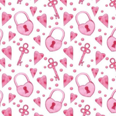 Акварельные замочки с ключами на белом