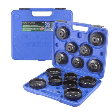 Набор съемников масляных фильтров 3/8'', 15пр.(65х14,68х14,65/67х14,74/76х14,76х30,73х14,75/77х15,93х15,90х15,74/76х15,80х15,82х15,93х36,100х15)в кейс RockForce##Rock FORCE RF-61915