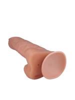 Гигантский фаллоимитатор с мошонкой и присоской - 29 см. (Цвет: телесный)