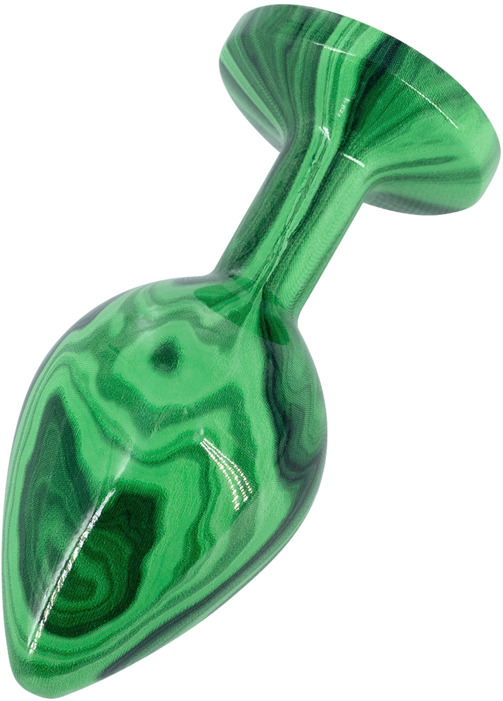 Эмалированная анальная пробка из алюминия с ярко зелёным кристаллом