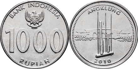 Индонезия 1000 рупий, 2010 Ангклунг XF