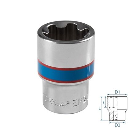 Цена на KING TONY (433E28M) Головка торцевая TORX Plus 1/2", EP28, L = 45 мм