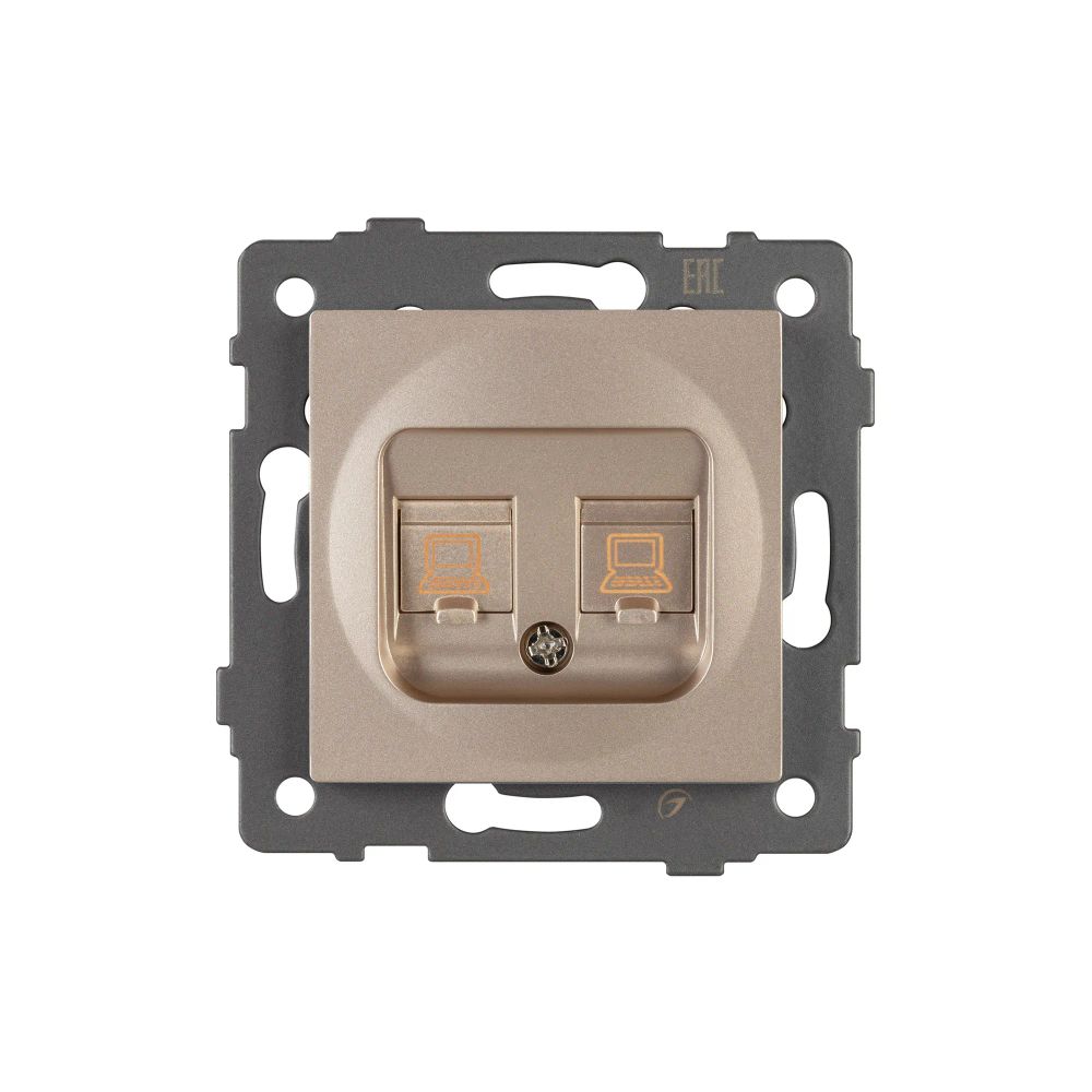 Механизм компьютерной розетки двойной SCT-MPC2-PL-GD-V (RJ-45, CAT6) (Arlight, -) 049850