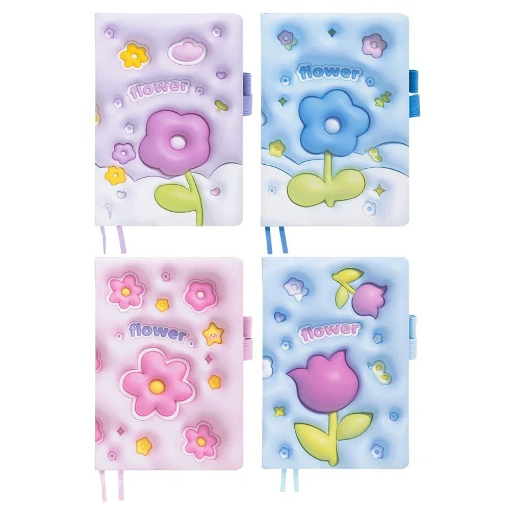 Блокнот детский Basir, формат А5, серия "Цветы", мягкая обложка 3D, 80 листов, размер 21*14.5 см