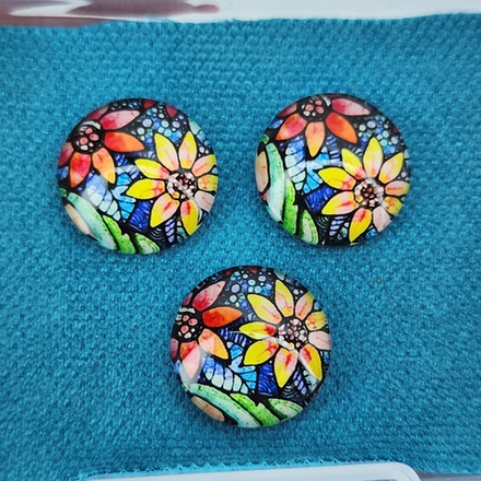 Принт, 16мм, круглый, стеклянный кабошон