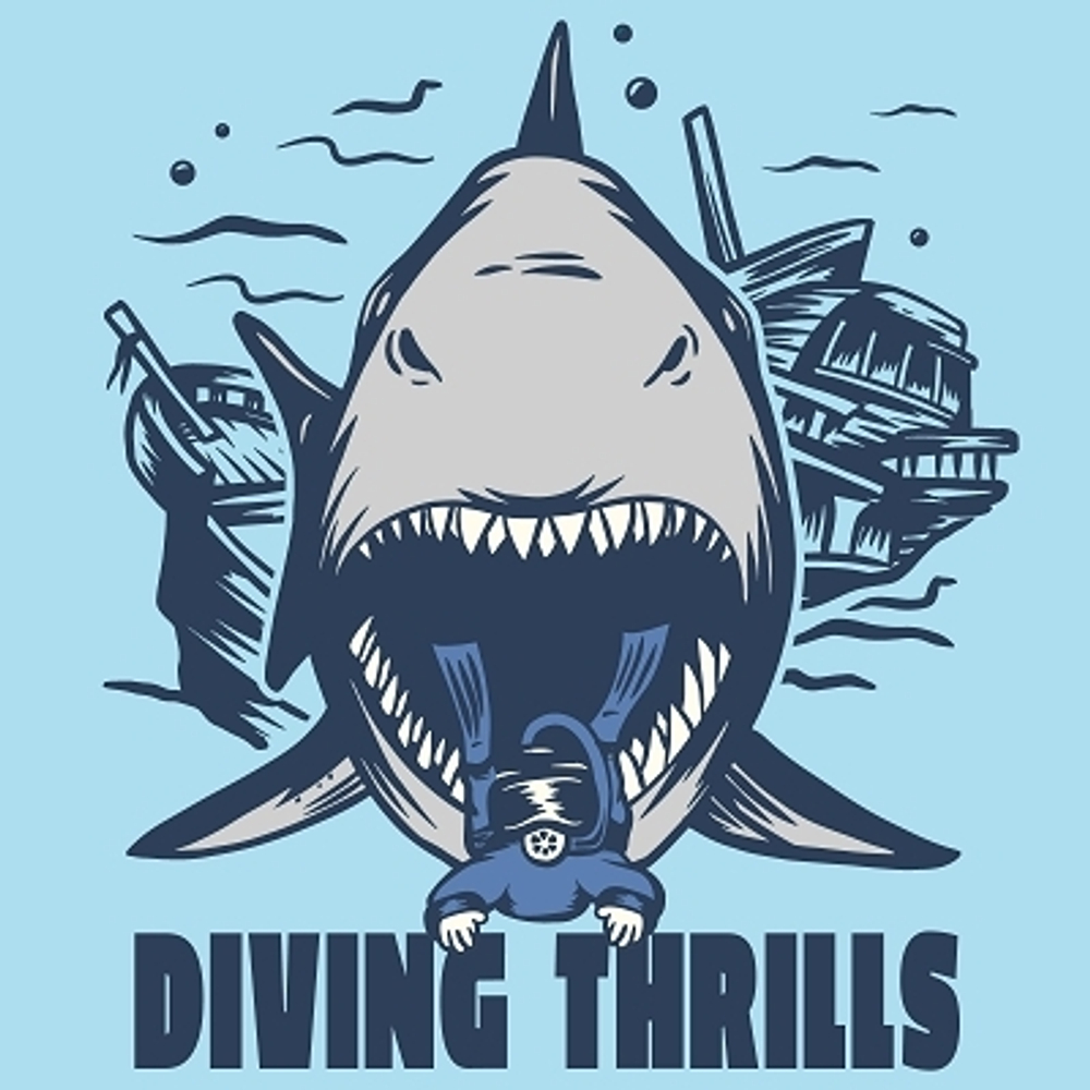 принт Diving Thrill для голубой женской футболки