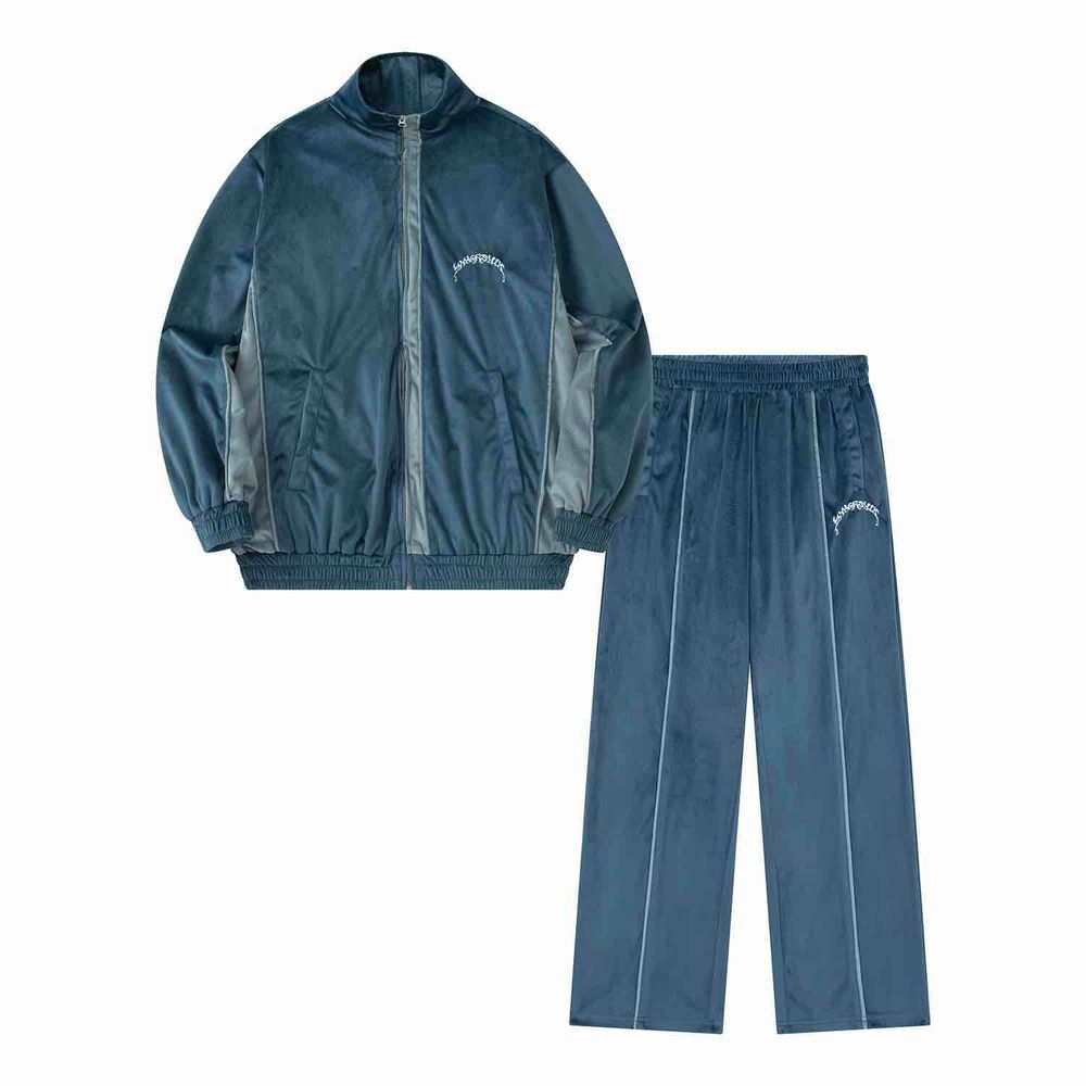 Брюки Ymkashix Велюровые Puff темно-синие