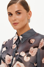 23075 Блузка женская (серо-розовый принт)
