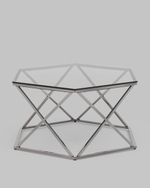 Журнальный столик Круз 93*80 стекло smoke сталь темный хром