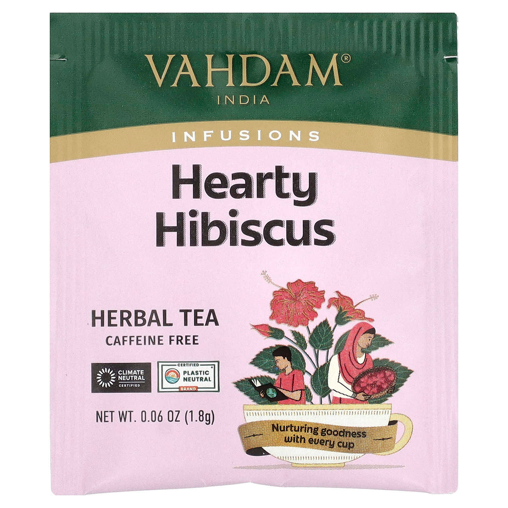 VAHDAM India, Infusions, травяной чай, гибискус, без кофеина, 100 пакетиков для заваривания, 180 г (6,35 унции)