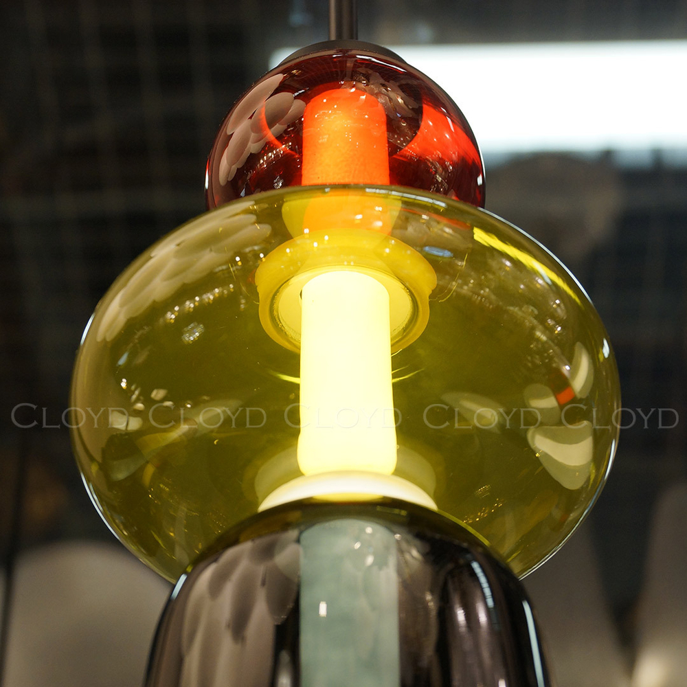 Подвесной светильник Cloyd SUPERNOVA-A P1 / выс. 40 см - 3 яруса - черный - красн. стекло (арт.11405)