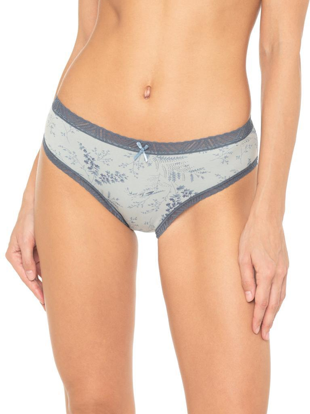 Нежные трусики с принтом в виде растений (Размер: M) (Цвет: серый)