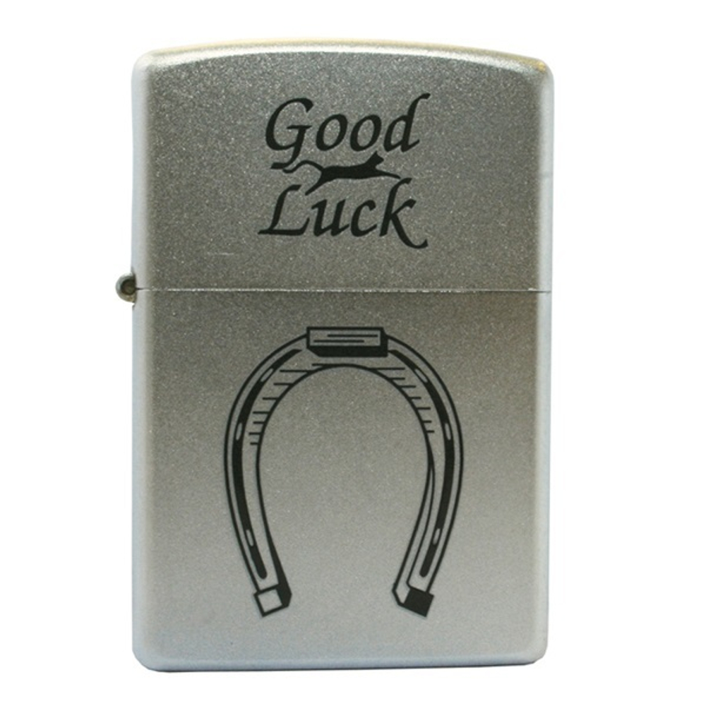 Зажигалка серебристая матовая Zippo Horse Shoe с покрытием Satin Chrome