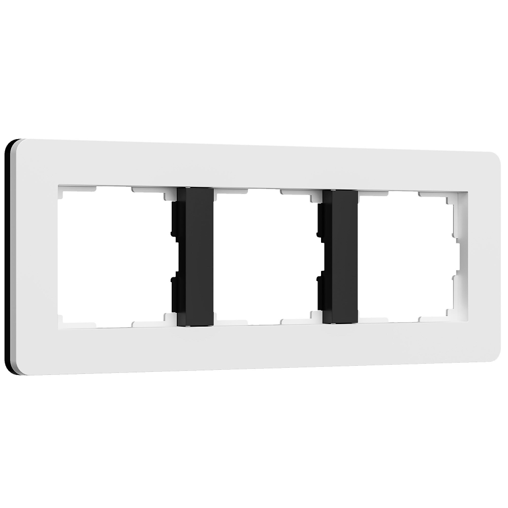 Рамка на 3 поста Split (белый/черный, soft-touch)