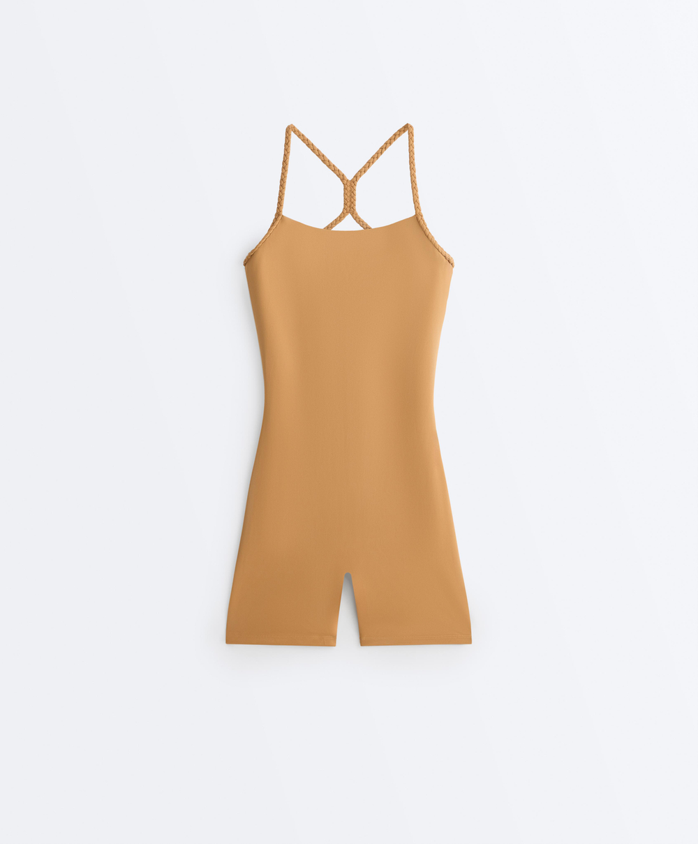 Oysho Короткий комбинезон Comfortlux, горчичный