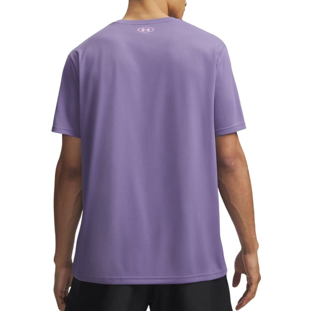 Мужская теннисная футболка Under Armour Tech Taping - purple luxe/pink dawn