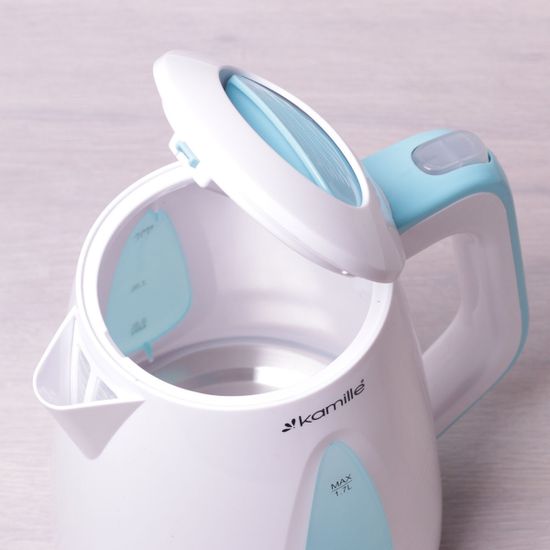 Чайник 1.7 л электрический пластик белый с голубым Kamille KM 1716B