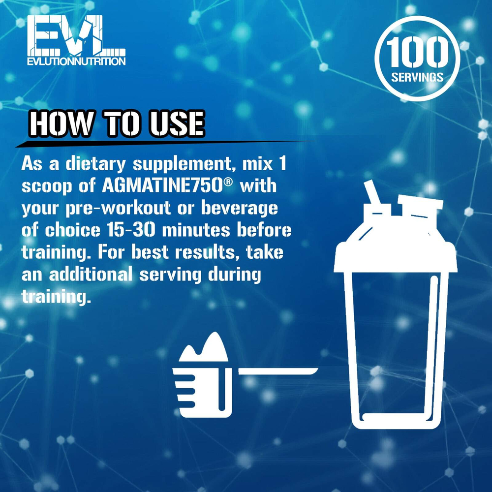 EVLution Nutrition, Agmatine750, без добавок, 75 г (2,65 унции)