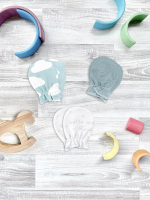 Рукавички-антицарапки Mjölk Облака/Baby Blue/Hello Mommy, сет из 3х пар