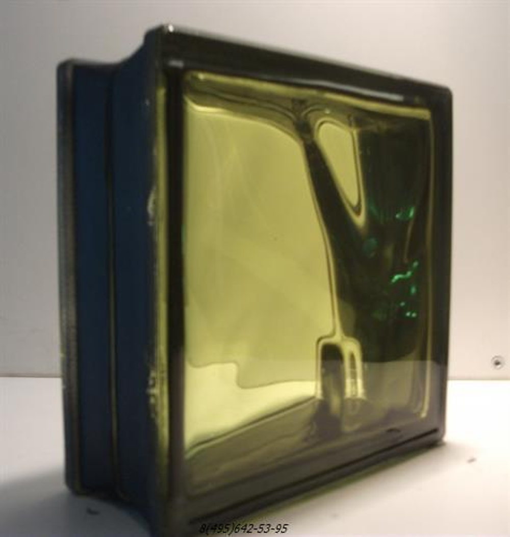 Купить Стеклоблок желтый волна черный бриллиант Vitrablok   19х19x8