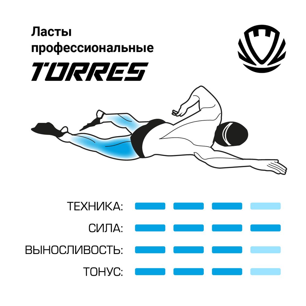 Ласты для бассейна профессиональные TORRES X1, SWF042403BL, р. EU 40-41 (M), черно-оранжевый