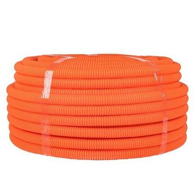 Труба гофр, ПНД тяжелая с протяжкой d25 мм (50 м) оранжевая EKF-Plast