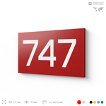 Номер на дверь 747, табличка на дверь для офиса, квартиры, кабинета, аудитории, склада, красная 120х70 мм, Айдентика Технолоджи