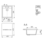 МОЙКА ULGRAN КВАДРАТНАЯ КЕРАМОГРАНИТ U-406 ЧЕРНЫЙ 308