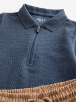 Поло с длинным рукавом и брюки в комплекте для мальчика Next 948-986, Темно-синий, Бежевый