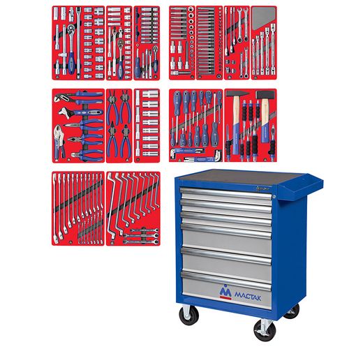 МАСТАК (52-06270B) Набор инструментов "ЛИДЕР" в синей тележке, 270 предметов