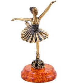 Народные промыслы AM-1547 Фигурка «Балерина» (латунь, янтарь)