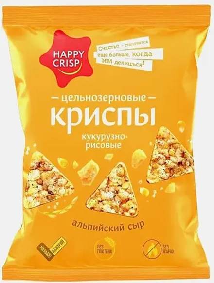 Чипсы Happy Crisp кукурузно-рисовые Альпийский сыр 50г