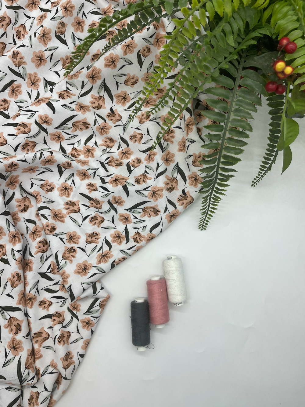 штапель пудровые цветочки