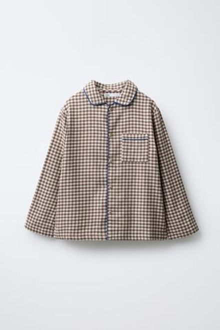 ZARA ФЛАНЕЛЕВАЯ ПИЖАМА В КЛЕТКУ ВИШИ, КОРИЧНЕВЫЙ